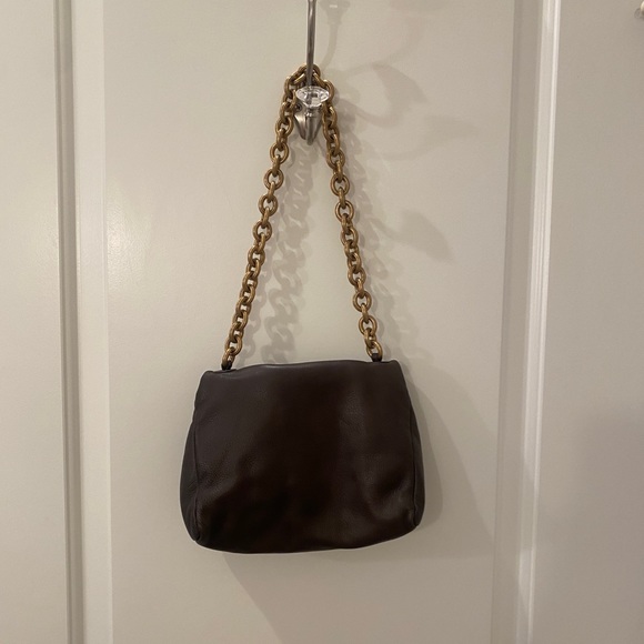 Vintage Donatella Lucchi Milan Brown Leather Purse with Gold Chain - Picture 3 of 8